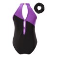 thumbnail image 4 of inlzdz Girls Sparkle Sleeveless Ballet Dance Gymnastics Leotard with Wrap Skirt Hair Band Set Purple 12, 4 of 6