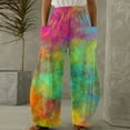 thumbnail image 2 of Dyegold Wide Leg Trouser Pants For Women Ombre Tie Dye Elastic Waist Palazzo Pants Plus Size Straight Long Pant With Pockets, 2 of 5