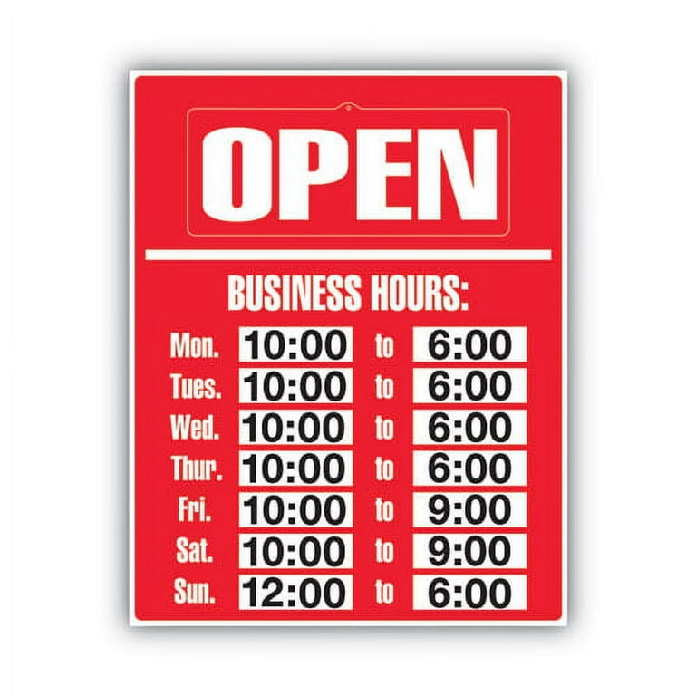 Business Hours Sign Kit, 15 x 19, Red Business Hours Sign Kit, 15 x 19, Red