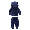 thumbnail image 2 of Traje con capucha para Outfit Hoodie Coat Pantalones Conjunto de ropa de chándal 18-24M Azul oscuro, 2 of 8