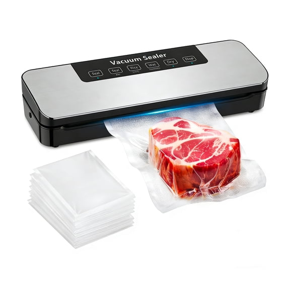 Portable Vacuum Sealer Machine for Food Saver Storage, Built-In Cutter, 10–20s Fast Heat Seal, Includes 30 Vacuum Sealer Bags