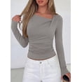 thumbnail image 3 of PRETTYGARDEN Women's Long Sleeve T Shirts Asymmetrical Y2K Slim Fitted Going Out Trendy Tops Early Fall Fashion Clothing, 3 of 10