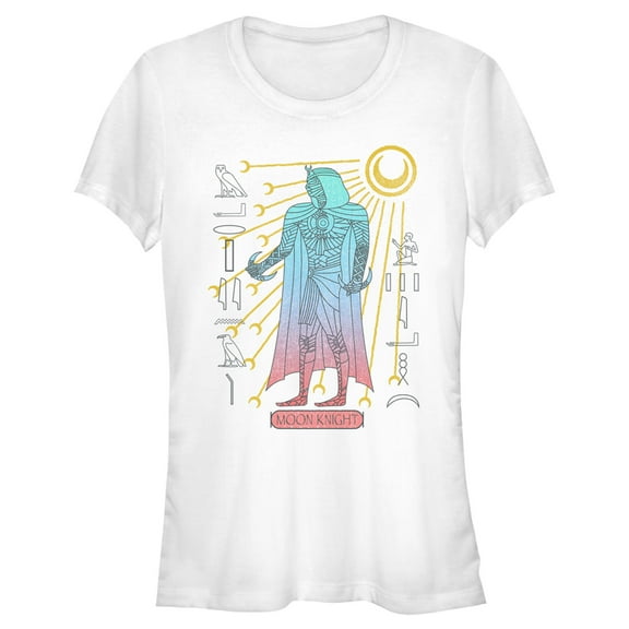 Junior's Marvel: Moon Knight Colorful Egyptian Portrait Graphic Tee White X Large