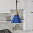 thumbnail image 2 of Henn&Hart 8" Blue/Brass Metal Pendant, 2 of 10