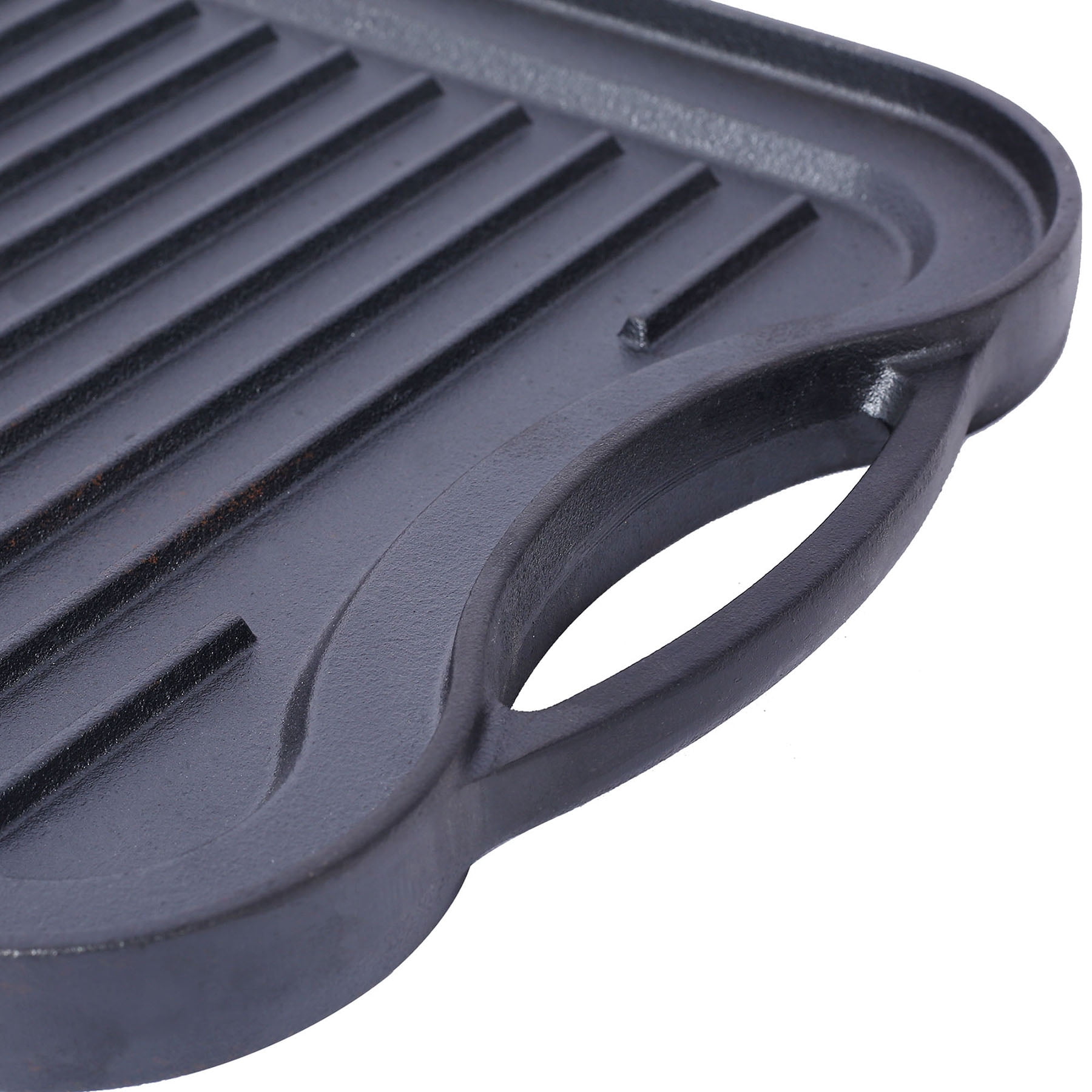 Pre-Seasoned Cast Iron Reversible Rectangular Grill/Griddle in Black, 20 Inch x 10 Inch for Versatile Cooking and Meal Preparation