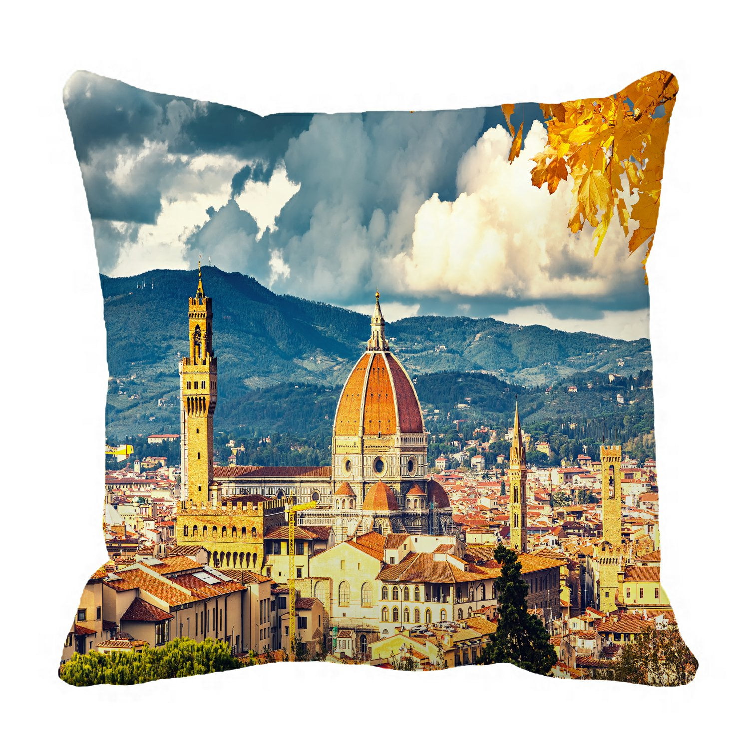 PHFZK Cityscape Pillow Case, View on Florence and Duomo Cathedral