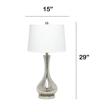 Lalia Home - Speckled Mercury Tear Drop Table Lamp with Fabric Shade - White