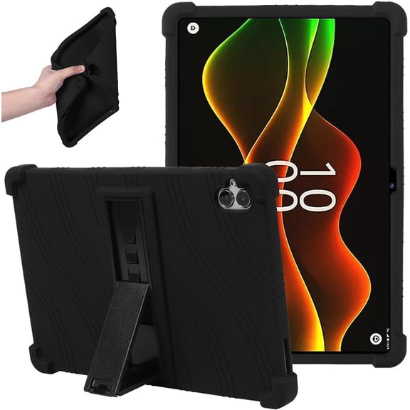 FIEWESEY Compatible with Boost Celero 5G Tab Tough Tablet 10.9 inch Case Silicone Hybrid Cover with Kickstand Kids Friendly Slim Shell Back Protection for Boost Celero 5G Tablet 10.9" 2025 (Black)