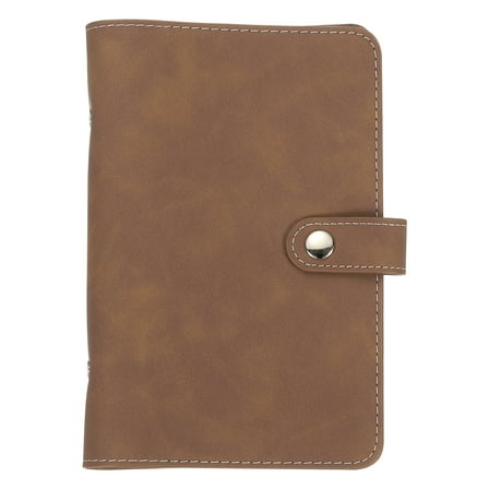 Uxcell A6 PU Leather Binder Cover, 6 Ring Loose Leaf Binder Protector Round Ring Binder Cover Refillable Notebook Binder for Meeting Photocard Budget Notebook Folder, Brown