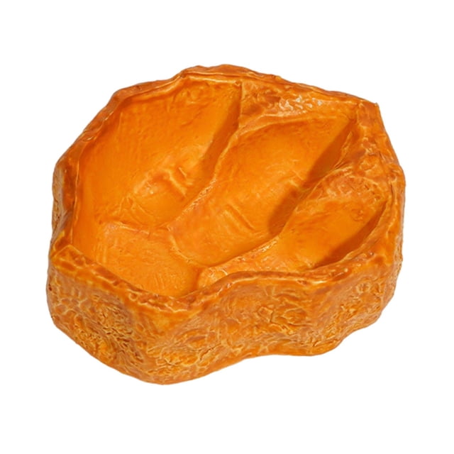 Plato de agua para reptiles, cuenco de comida, bandeja decorativa, estación de alimentación fácil de limpiar, cuenco de alimentación para ranas, Naranja