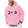 thumbnail image 2 of Mens Hoodies Long Sleeve Drawstring 2026 Print Happy-New-Year Pullover Tops Loose Stylish Sweatshirts With Pocket (3XL, Pink-A), 2 of 5