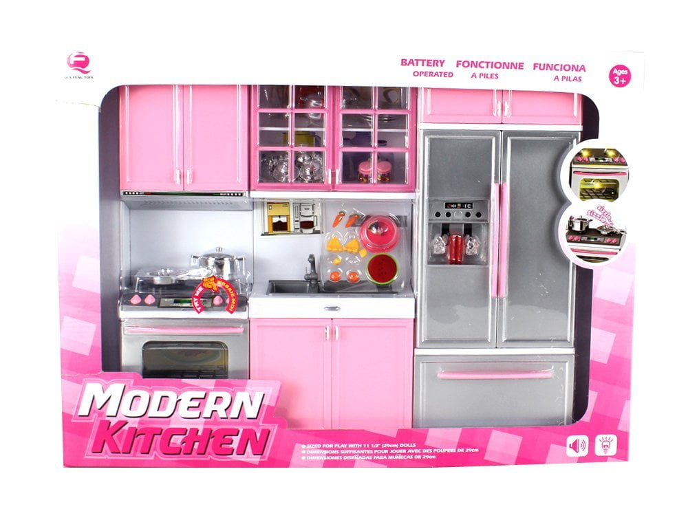 deluxe modern kitchen battery operated toy kitchen playset