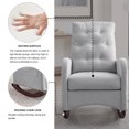 thumbnail image 6 of Modern Glider Rocking Chair, Solid Wood Base Lounge Chair with High Backrest,  Comfy Accent Armchair with Thick Cushion and Two Pockets for Living Room, Bedroom, Office, Easy Assembly, Light Grey, 6 of 9