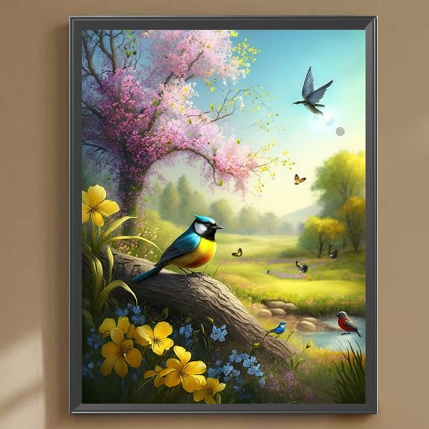 Pintura de diamante 5D DIY Taladro redondo completo Bosque Árboles y plantas Decoración para el hogar Hugtrwg Para estrenar