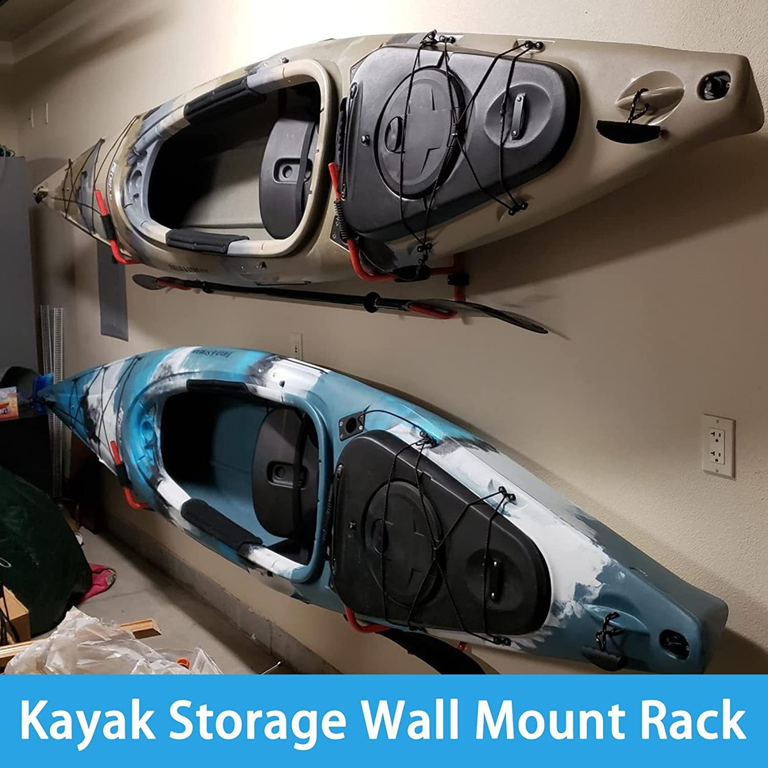 Heavy Duty Kayak Wall Mount Hooks - Garage Storage For Canoes, Ladders, Bikes, Surfboards