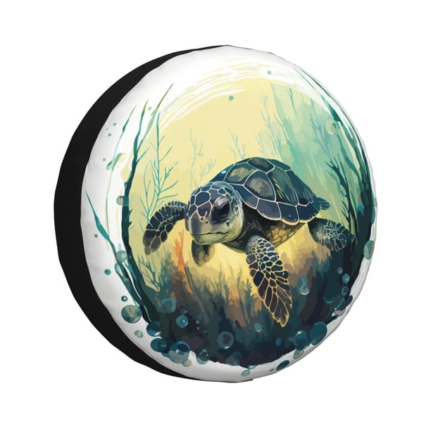 Balery Watercolor Turtle3 Cubiertas para Neumáticos - Protector Resistente para Neumáticos de Camioneta, SUV, Remolque, Camper y RV-15 inch