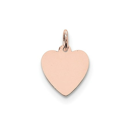 - Solid 14k Rose Gold Plain .018 Gauge Engraveable Heart Disc Pendant Charm (14mm x 18mm)