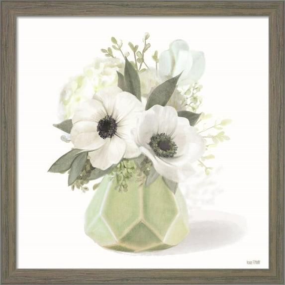 Great Art Now Posies in Green by House Fenway, Framed Wall Art, 13W x 13H