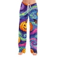 thumbnail image 3 of Fabrcox Halloween Womens Pajama Pants Pumpkin Ghost Cat Women Sleep Pants Fall Winter Festival Comfy Women’s Lounge Pants Purple XXXL, 3 of 6