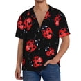 thumbnail image 3 of Naloa Beautiful Red Ladybug Men's Loose Fit Cuban Collar Short-Sleeve Shirt with Button-down and Chest Pocket for Everyday Wear Outings - 4X-Large, 3 of 7