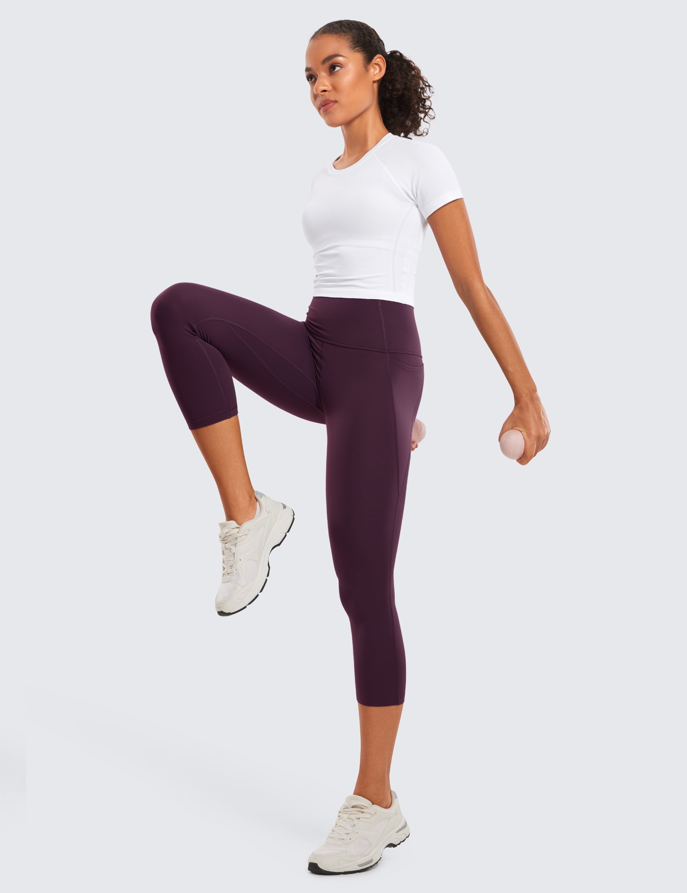 CRZ YOGA Womens Butterluxe Workout Capri Leggings with Pockets 21 Inches