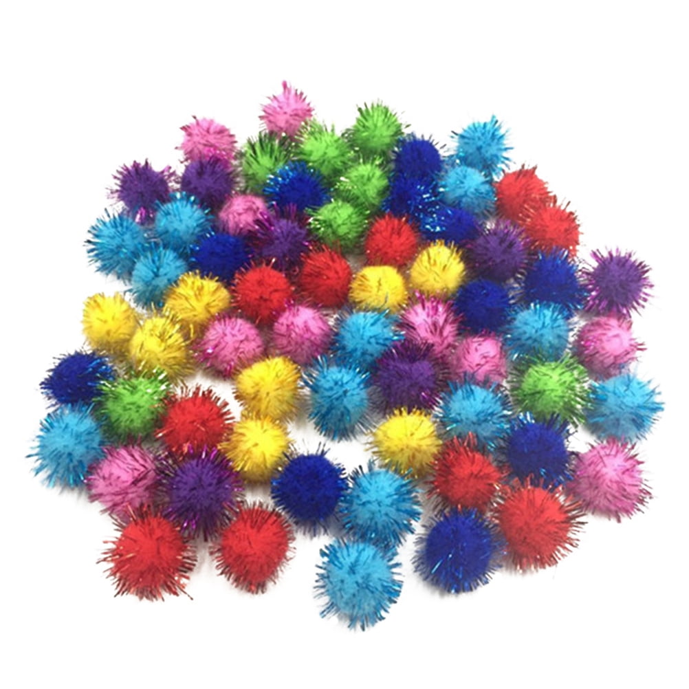 Ounona 200pcs Assorted Sparkle Glitter Pom Poms Balls for Arts Craft Kids DIY Accessories 30mm