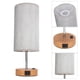 thumbnail image 3 of Lámpara De Mesa De Control Táctil Pantalla De Tela De Tela De Metal Carga USB Lámpara De Mesita De Noche LED De Tres Engranajes Con Base De Grano De Madera Para Dormitorio, 3 of 7