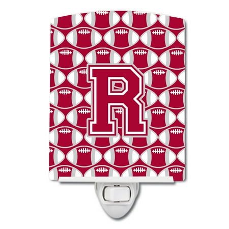 

Caroline s Treasures CJ1065-RCNL Letter R Football Crimson grey and white Ceramic Night Light 6x4x3 multicolor