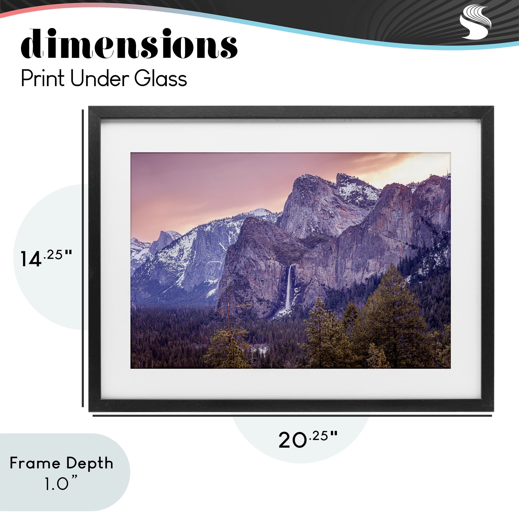 Stupell Industries Majestic Mountain Waterfall Sunset Black Framed Print Under Glass, design by Shelley Carlisle