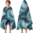 thumbnail image 3 of Blue Gold Wave Marble Pattern Hooded Bath Towel，60"x35" for Ages 3 To 12 Kids, Quick Dry Lightweight Soft Microfiber Hood Beach Towel Cover Up for Kids, 3 of 7