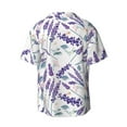 thumbnail image 2 of Xecao offers the Lavender Flowers for Men's Casual Short-sleeved Shirt, a button-up collared shirt with a pocket, perfect for beach vacations and yacht travel in the 3X-Large size., 2 of 7