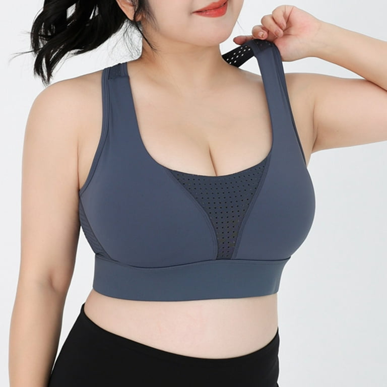SOOMLON Bra Tops for Women Plus Size Mesh Stitching Sports Bra