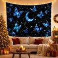 thumbnail image 3 of Blue Butterflies on Celestial Night Sky, Mystical Fantasy for Nature Lovers, Ethereal Celestial Home Decor, Housewarming Gift Tapestry Wall Hanging for Bedroom and Living Room, 3 of 7
