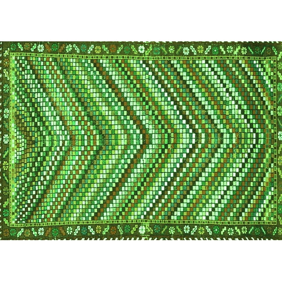 Ahgly Company Indoor Rectangle Southwestern Green Country Area Rugs, 2' x 4'