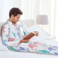 thumbnail image 4 of Mens Pajamas Set, Cartoon Jellyfish Seaweed Button Down Long Sleeve Loungewear Sleepwear Pjs sets for Men, 4 of 5