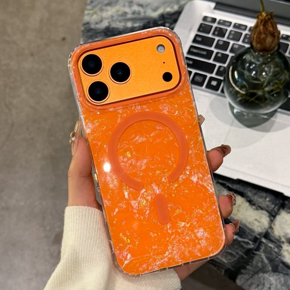Allytechgroup for iPhone 17 Magnetic Phone Case with Wireless Charging, Slim Lightweihght Hard PC Shell Non-Slip Shockproof Protective Back Cover for iPhone 17, Orange