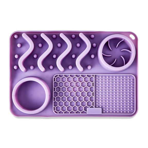 Vibrant Life Silicone Slow Feeder Compartment Pet Mat, Purple, 12" x 8"