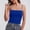Blue, variant on Women's Solid Color Lifting Tank Top with Gathering Fold Detail