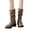 Khaki, variant on Women's Mid Calf Leather Slouchy Platform Riding Boots Fold Over Wide Calf Booties Round Toe Slip On Punk Motorcycle Boots Black Size 5.5