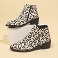 thumbnail image 4 of Women's Low Heels Ankle Boots Fashion Leopard Print Round Toe Flat Sole Ankle Zipper Boot Comfortable Casual Shoe Women Low-Heels Non-Slip Ankle Shoes, 4 of 8