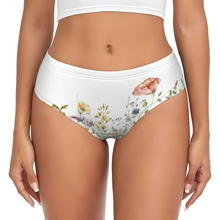 Womens Underwear - Watercolor Floral No Show Seamless Underwear for Women  Stretch Women s Panties  Hipster Soft Comfort Ladies Panties Bikini Underwear Briefs