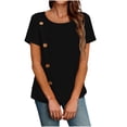thumbnail image 4 of ClodeEU Women's Summer Short Sleeve Tops ,Crew Neck Side Button Shirts ,Casual Loose Fit T-Shirt Black,Womens Plus S, 4 of 7