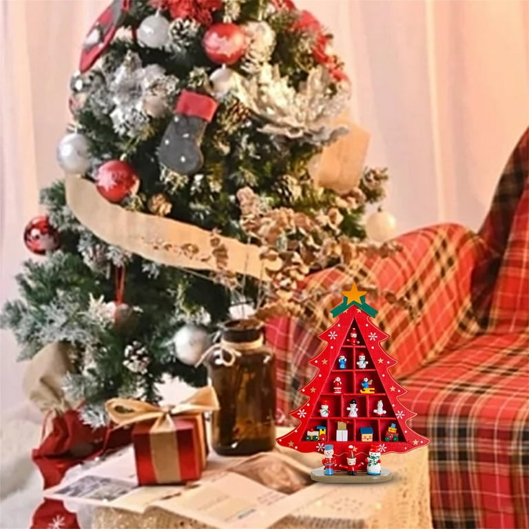 Sunisery Wood Christmas Tree Decor, Cute Standing Desk Ornament Party Favor  