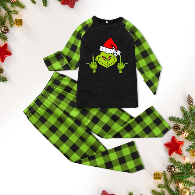 Conjunto de pijama familiar de 2 piezas, traje con estampado de dinosaurio y cuello redondo (Kid Green 8-9T) Ygjytge Verde niño 8-9 años