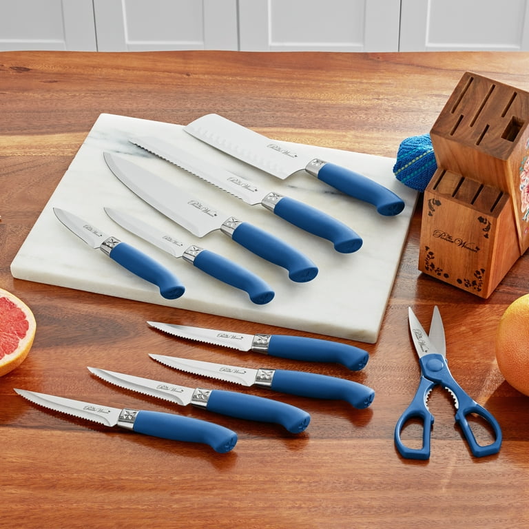 The Pioneer Woman 11-Piece Stainless Steel Knife Block Set, Dark