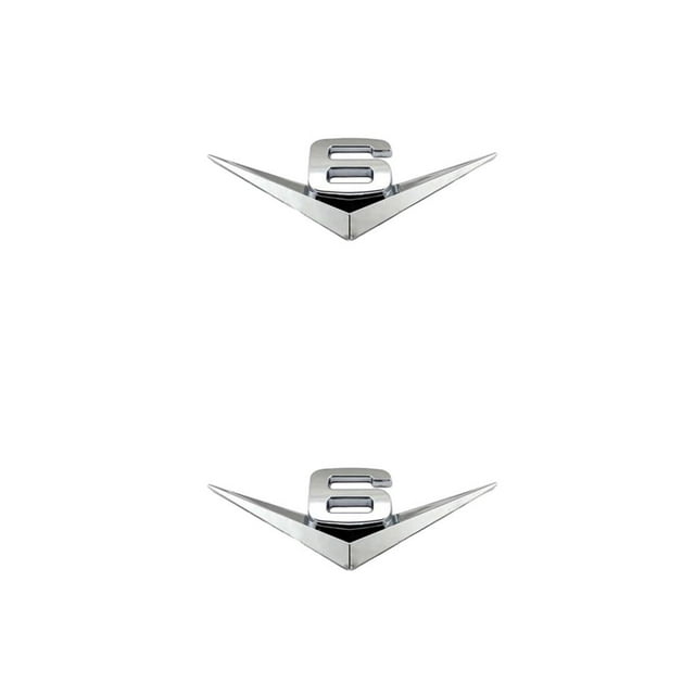 Transemion Car Sticker Emblem Easy Installation And Cool Style Easy To Install Zinc Alloy Accessories For Car V8 Badge Decal V6:Silver 2Set