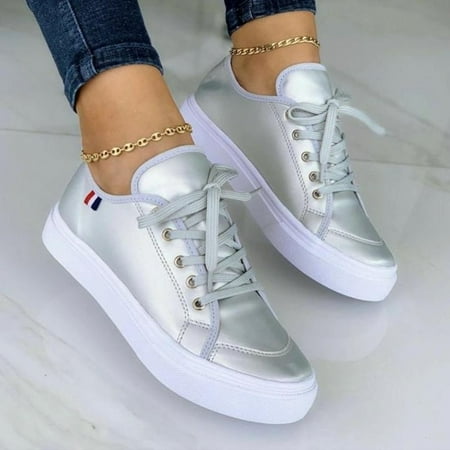

Thick Bottom Lace-up Skate Shoes For Women Waterproof Faux Leather Women‘s Casual Shoes