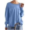 thumbnail image 6 of tarylea Womens Tops Long Sleeve Crewneck Cinch Cuff Oversized Pullover Casual Loose Fall Solid Color Tops with Pocket, 6 of 9