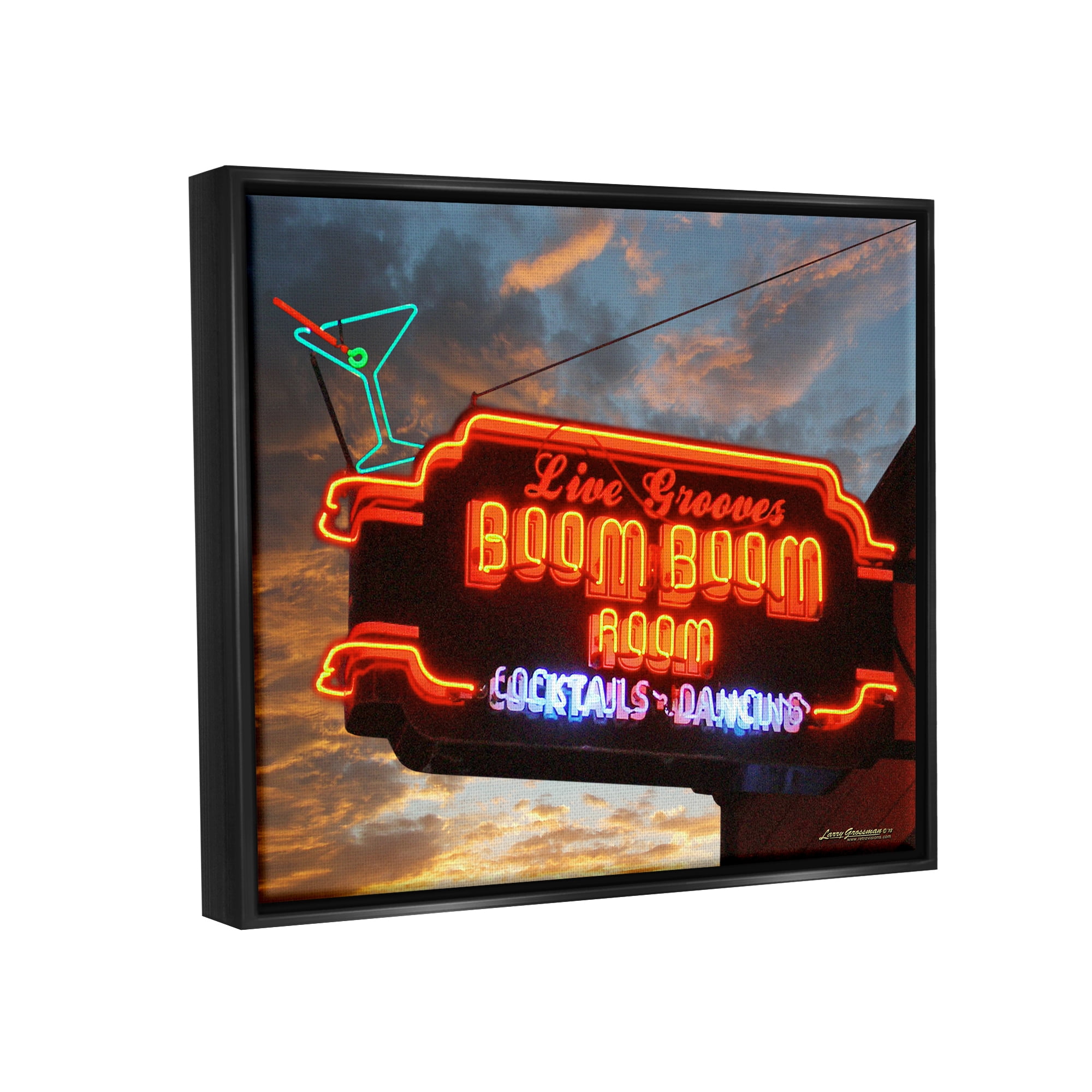 Stupell Industries Boom Room Cocktail Bar Food & Beverage Photography Black Floater Framed Canvas Art Print Wall Art, 31 x 25