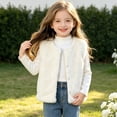 thumbnail image 7 of Lutiedan Girls Faux Furs Vest Kids Sleeveless Button Down Fluffy Coat Fleece Warm Layering Winter Waistcoat 18M-13Y,White, 7 of 7